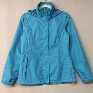 Eddie Bauer Women’s Light Blue Windbreaker ZipUp Jacket with Hood. Sz XS